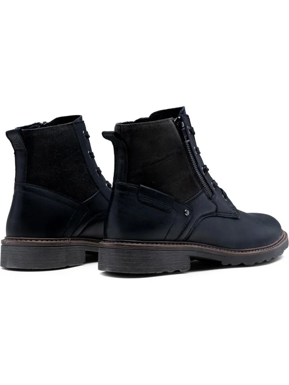 Men's Black Leather Casual Boots Zipper Chukka Boots